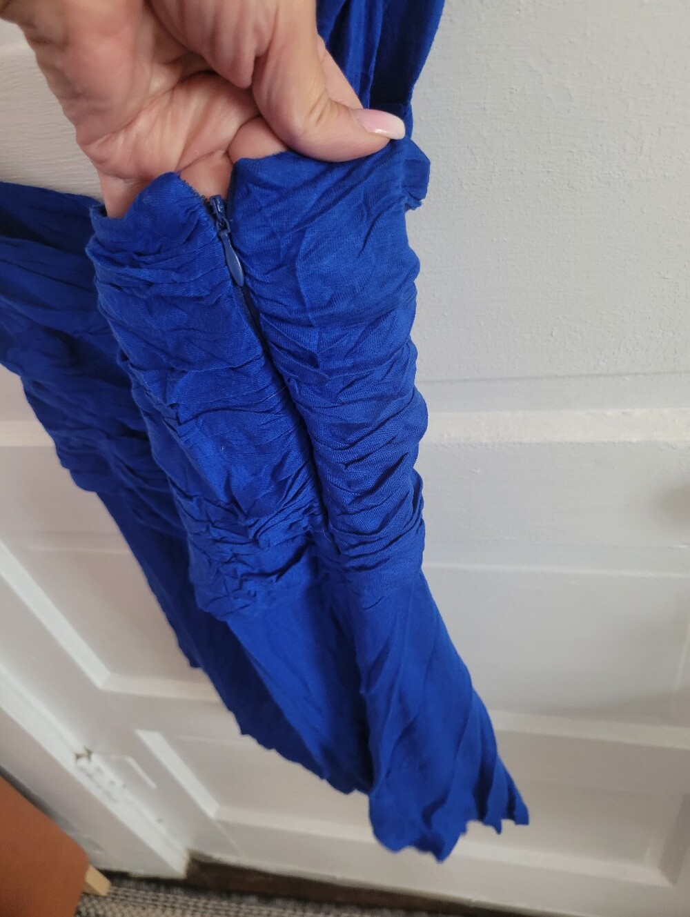 Royal Blue One-Shoulder Ruffled Top - Picture 3 of 5